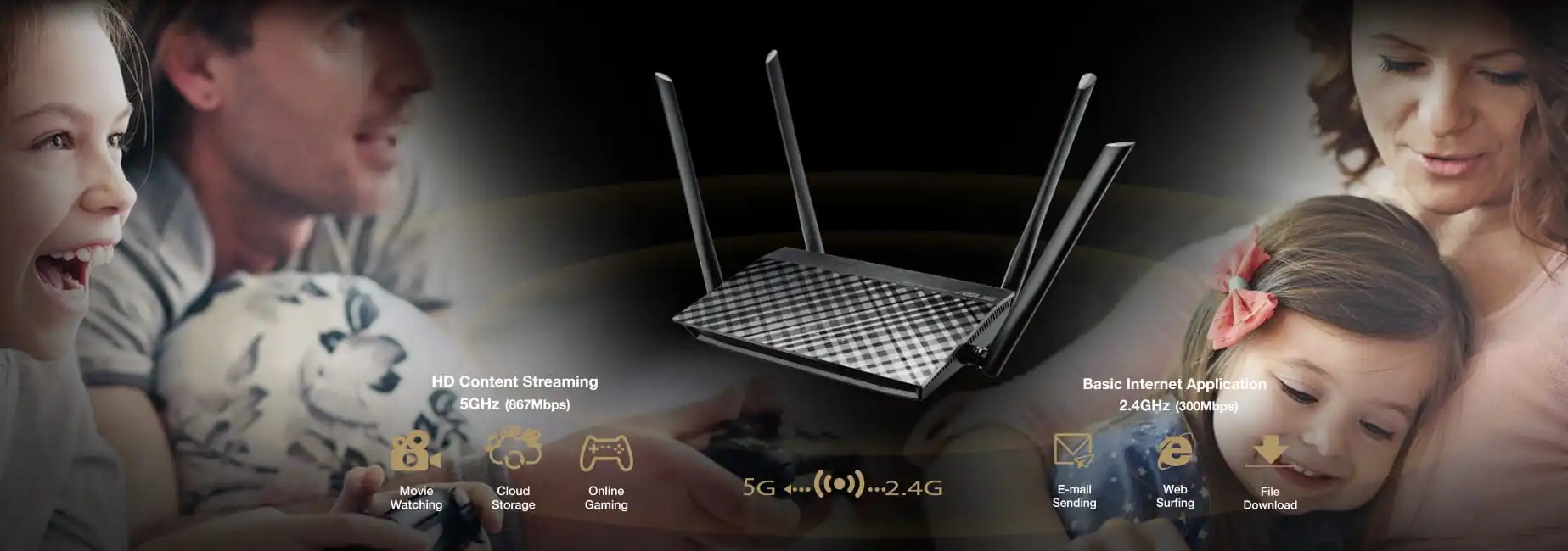 ASUS RT-AC1200GU AC1200 Dual Band WiFi Router